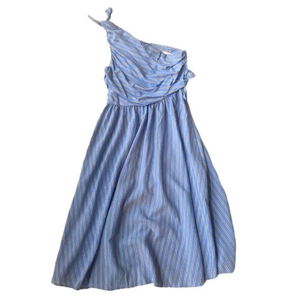 A.L.C Cabrera Dress Striped One Shoulder A-Line Size 10 Blue White Sleeveless - Picture 7 of 8